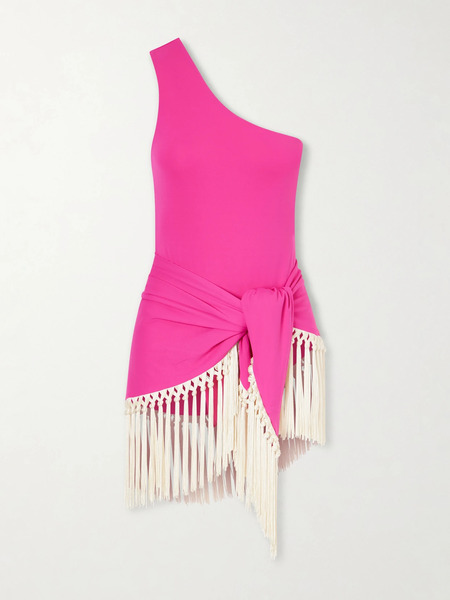 Taller Marmo Taller Marmo - Yacare Fringed One-shoulder Swimsuit - Pink 