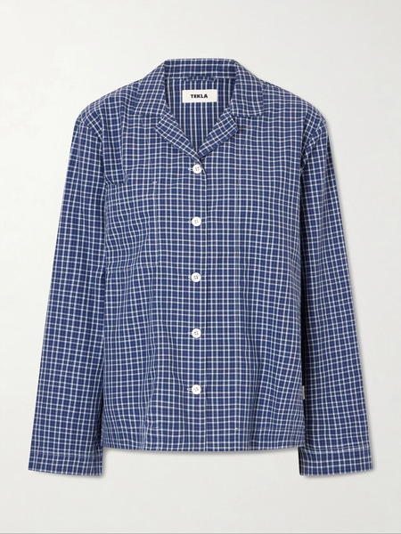  Tekla Tekla - Checked Organic Cotton Pajama Shirt - Blue 