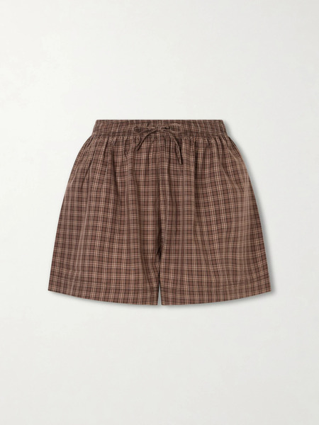  Tekla Tekla - Checked Organic Cotton Shorts - Brown 