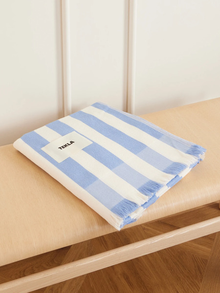  Tekla Tekla - Moro Striped Organic Cotton-terry Beach Towel - Light Blue 
