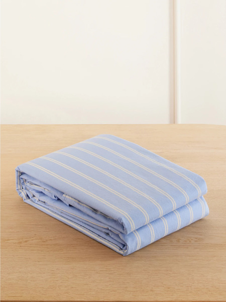  Tekla Tekla - Striped Organic Cotton-percale Queen Duvet Cover - Blue 