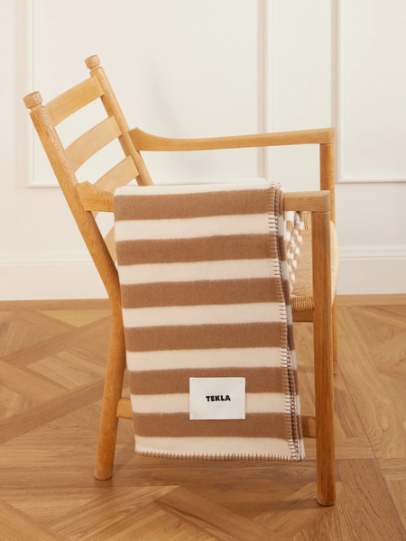  Tekla Tekla - Striped Wool Blanket - Beige 