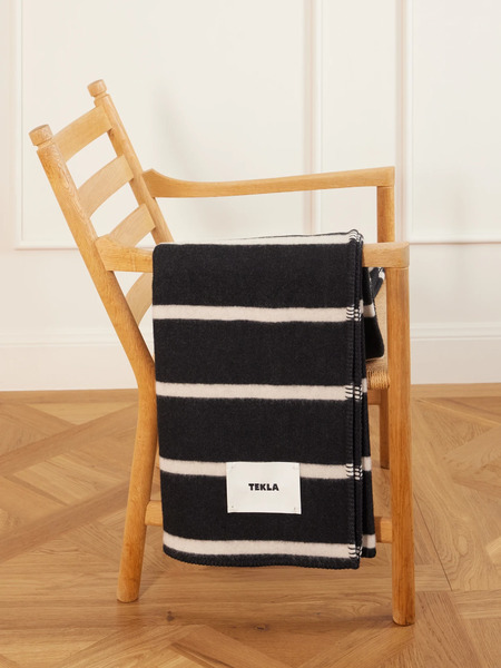  Tekla Tekla - Striped Wool Blanket - Black 