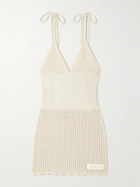  The Attico The Attico - Crocheted Cotton Mini Dress - Off-white 