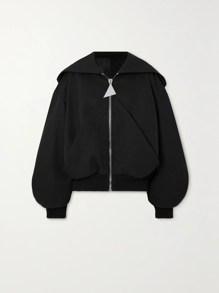  The Attico The Attico - Hooded Oversized Wool-twill Bomber Jacket - Black 