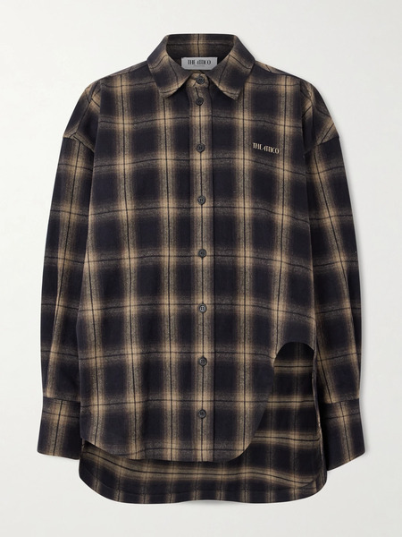  The Attico The Attico - Oversized Checked Cotton-flannel Shirt - Brown 