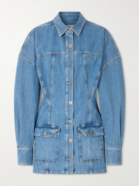  The Attico The Attico - Paneled Denim Mini Dress - Mid Denim 