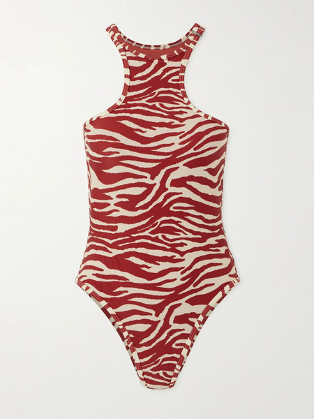  The Attico The Attico - Zebra-print Halterneck Swimsuit - Multi 