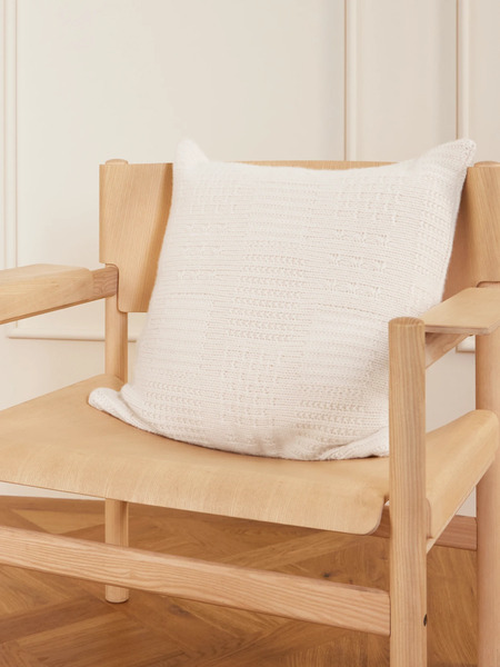  The Elder Statesman The Elder Statesman - Box Stitch Cashmere And Cotton-blend Cushion - Ivory 