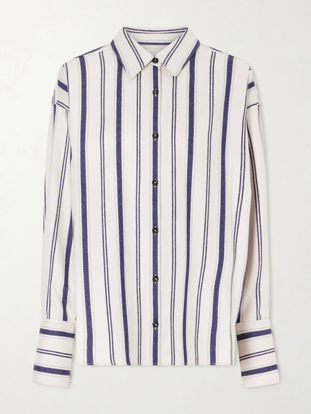  The Elder Statesman The Elder Statesman - Cashlite Berti Striped Wool, Silk And Cashmere-blend Shirt - Blue 