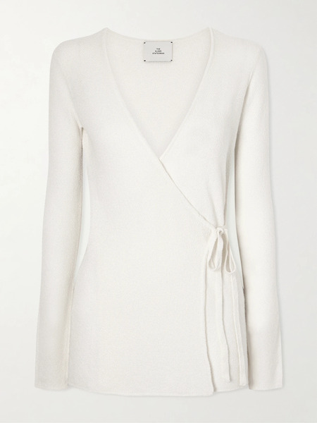 The Elder Statesman The Elder Statesman - Pebble Beth Cashmere And Silk-blend Wrap Cardigan - Ivory 