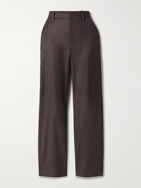  The Elder Statesman The Elder Statesman - Pinstriped Wool And Cashmere-blend Straight-leg Pants - Brown 