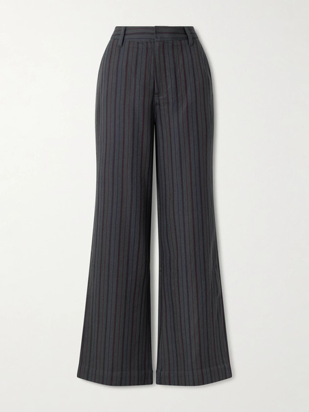  The Elder Statesman The Elder Statesman - Striped Wool And Cashmere-blend Twill Pants - Gray 