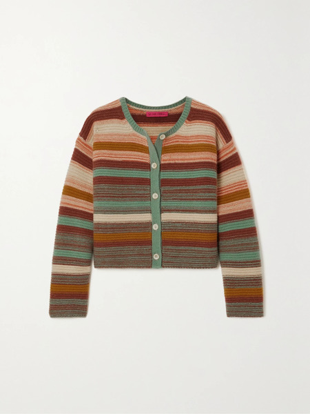  The Elder Statesman The Elder Statesman - Sundry Cropped Striped Cashmere Cardigan - Multi 