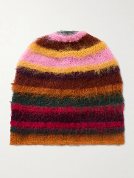  The Elder Statesman The Elder Statesman - Thistle Pacific Striped Alpaca-blend Beanie - Multi 
