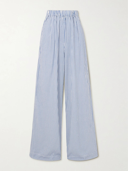  The Frankie Shop The Frankie Shop - Mirca Striped Twill Wide-leg Pants - Blue 