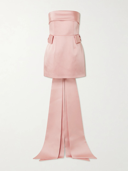 The New Arrivals Ilkyaz Ozel The New Arrivals Ilkyaz Ozel - Lalani Strapless Bow-embellished Duchesse-satin Mini Dress - Baby Pink 