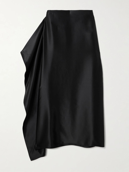  The Row The Row - Athalia Draped Duchesse Silk-satin Midi Skirt - Black 