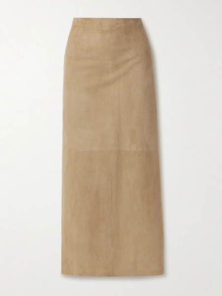  The Row The Row - Danas Paneled Suede Midi Skirt - Beige 