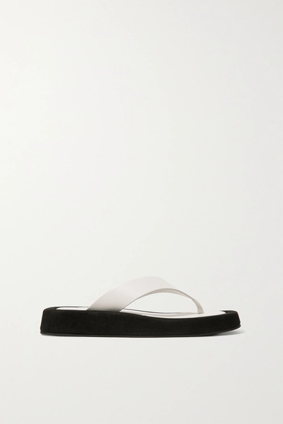  The Row The Row - Ginza Two-tone Leather And Suede Platform Flip Flops - White 