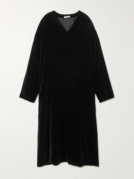  The Row The Row - Heloise Silk-velvet Midi Dress - Navy 