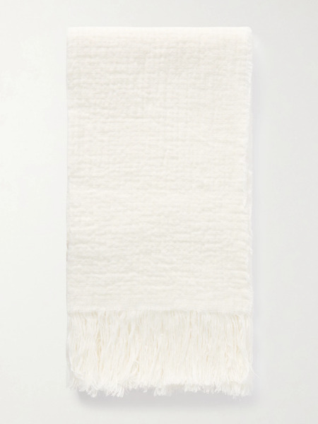  The Row The Row - Kastel Fringed Crinkled-linen Scarf - White 
