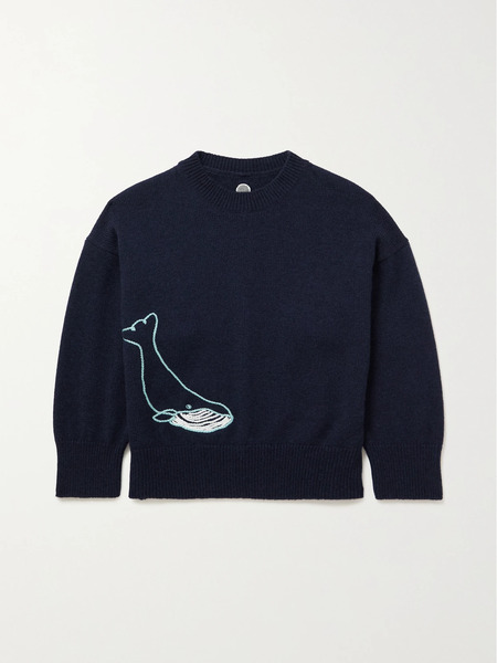 The Row Kids The Row Kids - Whale Embroidered Cashmere Sweater - Navy 