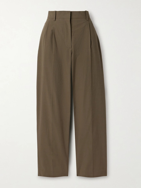  The Row The Row - Lilas Pleated Cotton Tapered Pants - Green 