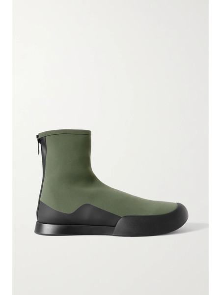  The Row The Row - Rubber-trimmed Scuba Ankle Boots - Army Green 