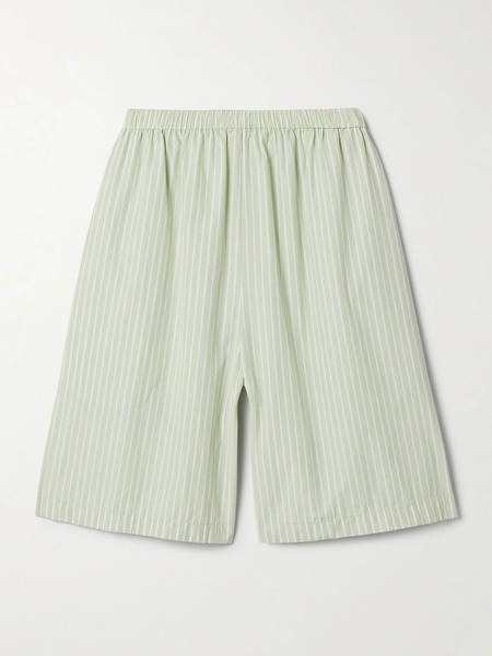  The Row The Row - Zinnia Striped Cotton-poplin Shorts - Green 