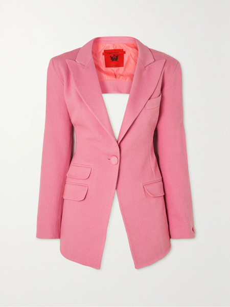  Thebe Magugu Thebe Magugu - Tie-detailed Open-back Wool-twill Blazer - Pink 