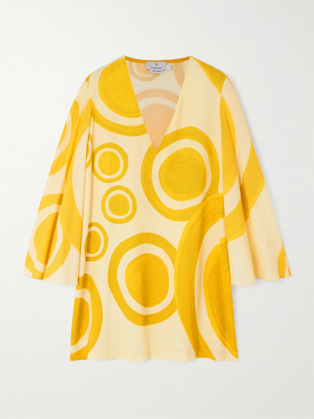 Themis Z Themis Z - Heros Printed Crepe De Chine Mini Dress - Yellow 