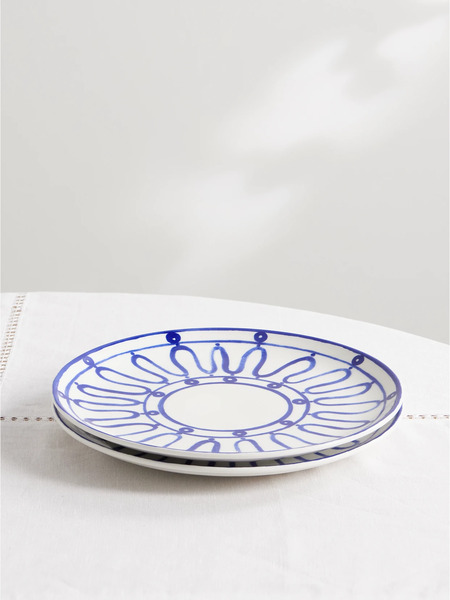  Themis Z Themis Z - Kyma Painted Porcelain Dessert Plate - Blue 