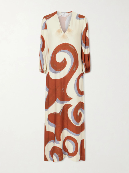  Themis Z Themis Z - Kyra Feather-trimmed Printed Crepe Maxi Dress - Multi 