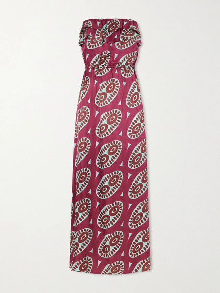  Themis Z Themis Z - Selene Printed Ruffled Silk-blend Maxi Dress - Multi 