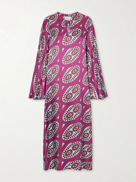  Themis Z Themis Z - Selene Printed Silk-blend Satin Kaftan - Multi 