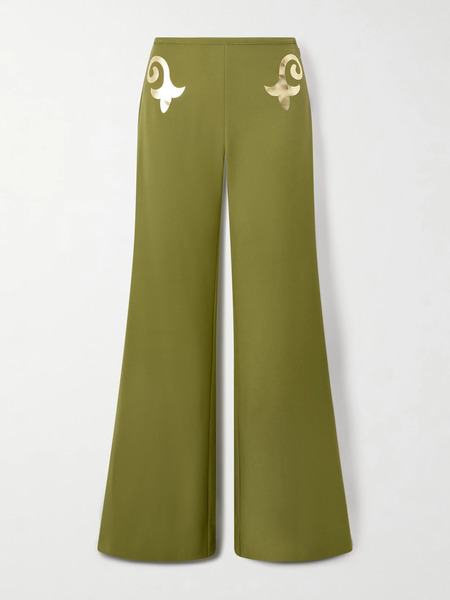  Themis Z Themis Z - Sirin Crepe Flared Pants - Green 