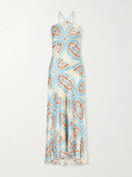  Themis Z Themis Z - Thaleia Printed Silk-satin Maxi Dress - Blue 