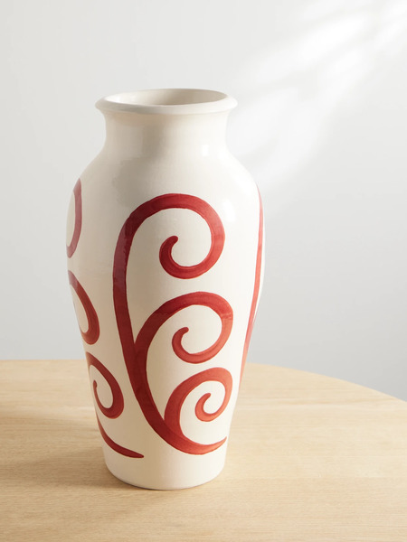  Themis Z Themis Z - The Peacock Printed Ceramic Vase - Burgundy 