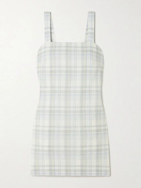  Theory Theory - Checked Cotton And Linen-blend Mini Dress - Multi 