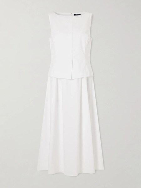  Theory Theory - Cotton-blend Poplin Midi Dress - White 