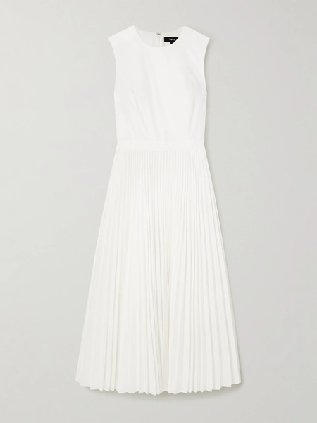  Theory Theory - Pleated Poplin Midi Dress - White 