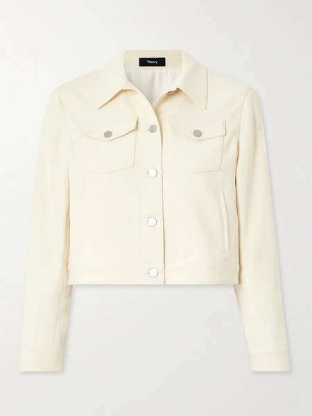  Theory Theory - Shrunken Trucker Cropped Crepe Jacket - Off-white 