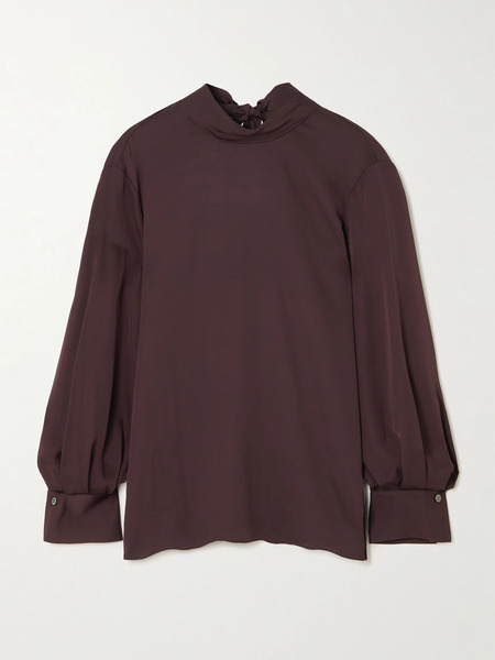  Theory Theory - Tie-detailed Silk Blouse - Plum 