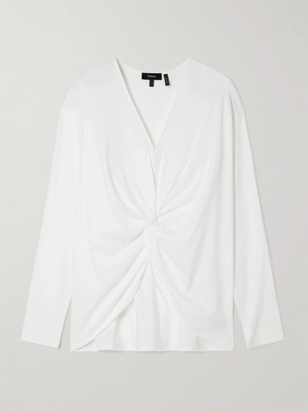  Theory Theory - Twist-front Pima Cotton Blouse - White 