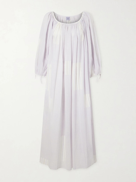  Thierry Colson Thierry Colson - Athenaïs Gathered Striped Cotton-voile Maxi Dress - Gray 
