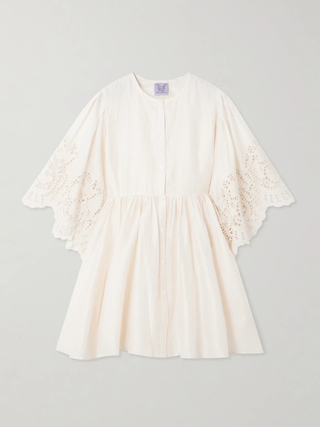  Thierry Colson Thierry Colson - Basil Scalloped Broderie Anglaise Cotton And Silk-blend Mini Dress - White 