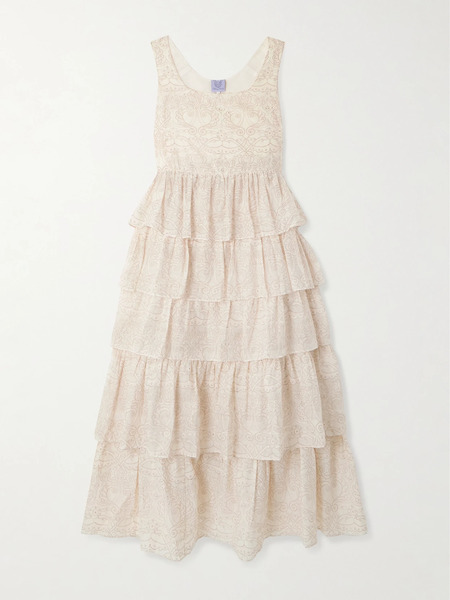  Thierry Colson Thierry Colson - Ines Tiered Printed Cotton And Silk-blend Maxi Dress - Pink 