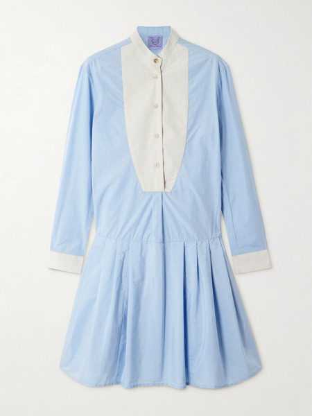  Thierry Colson Thierry Colson - Lizbeth Pinstriped Cotton-poplin Mini Dress - Blue 