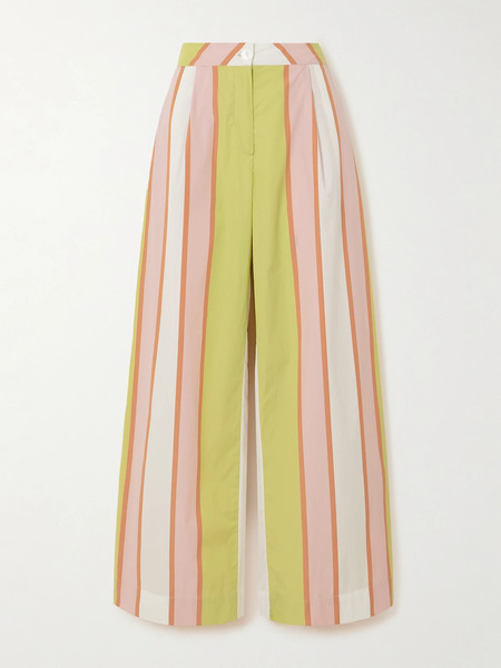  Thierry Colson Thierry Colson - Loulou Striped Cotton-poplin Straight-leg Pants - Pink 